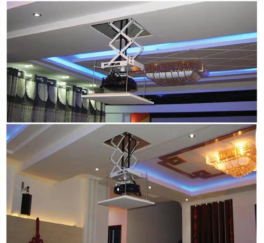 

2026 70cm 100cm Electric Projector Lift Motorized Ceiling Mount Electric Lift Scissors Projector Bracket With Wireless Remote
