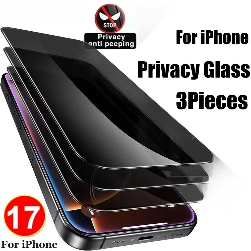 

1-3PCS Anti Spy Screen Protectors for iPhone 17 16 15 14 Pro Air 13 12 11 Tempered Glass for iPhone 16 15 Plus 13 Mini XR XS Max