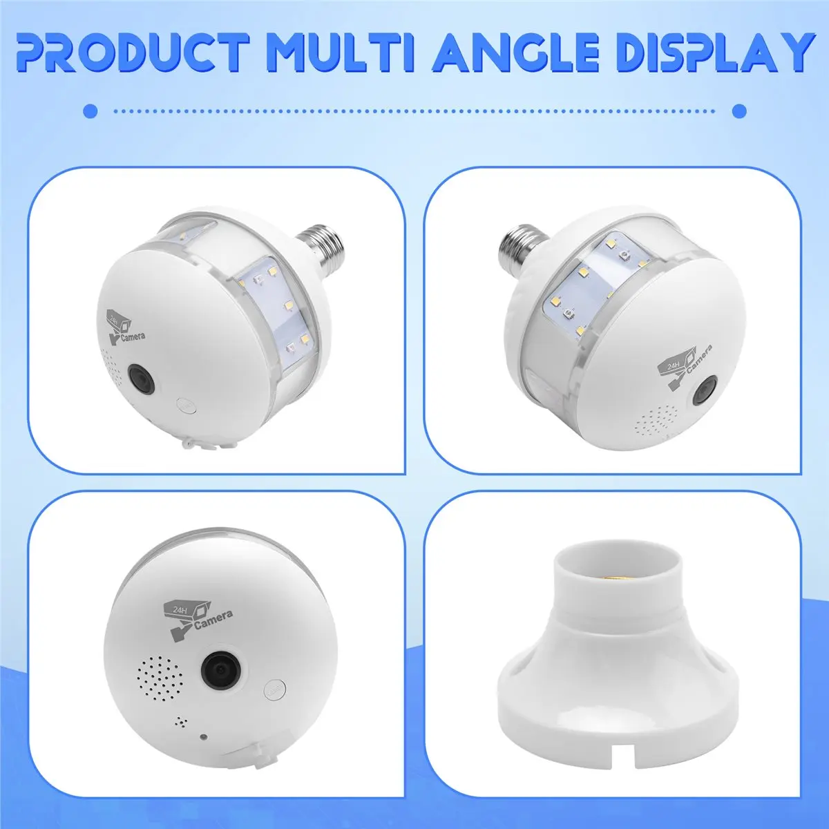 

Y69A 4MP WIFI E27 Bulb Pro Security Camera Full Color Night Vision Two-Way Voice Wireless Auto Tracking Fisheye Wifi Camera