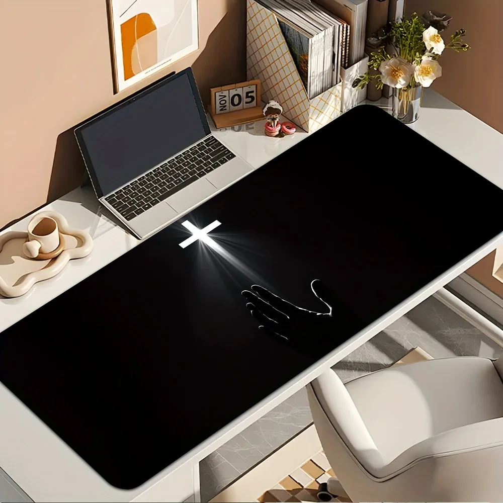 XXL Jesus Holding Cross Gaming Mouse Pad, Non-Slip Rubber Stitched Edge, Large Desk Mat for PC Laptop