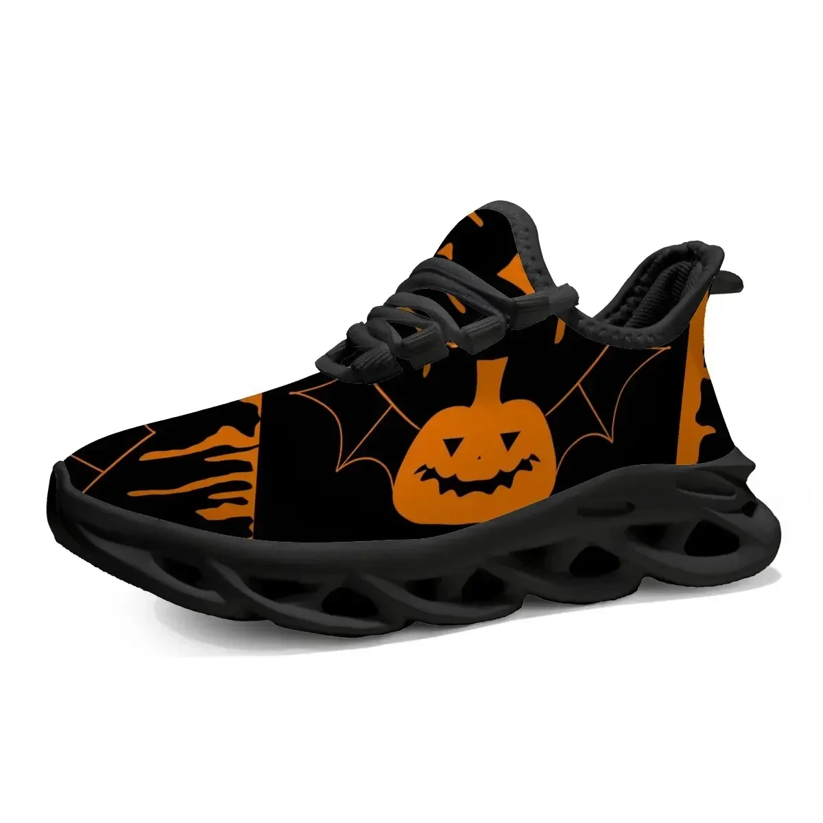 

Halloween Holiday Gift Large-sized Children's Parent-child Flying Woven Dark Style Pumpkin Pattern Lace-up Casual Sports Shoes