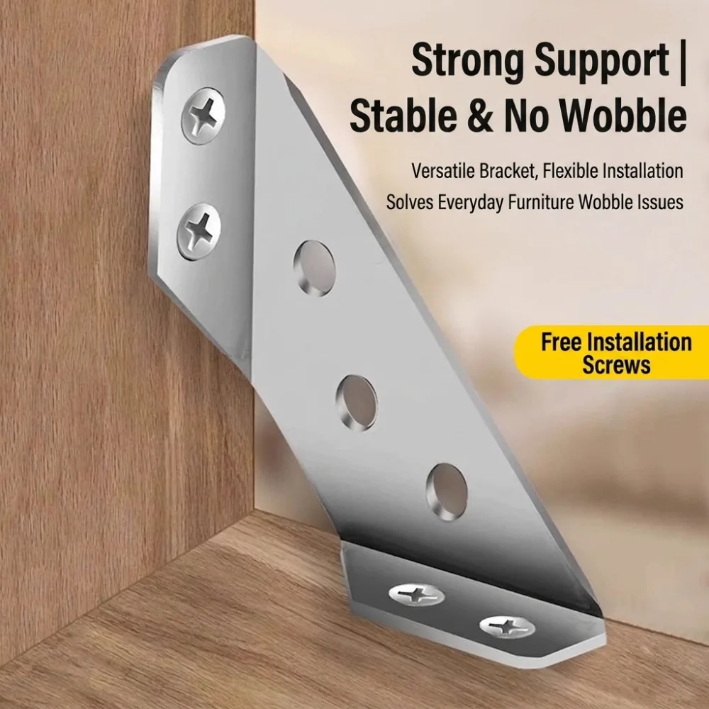 Thick Stainless Steel Corner Brackets, 90 Degree Angle Brace, 3-Way Furniture Connector, Duty Fixing Bracket for Chairs Beds