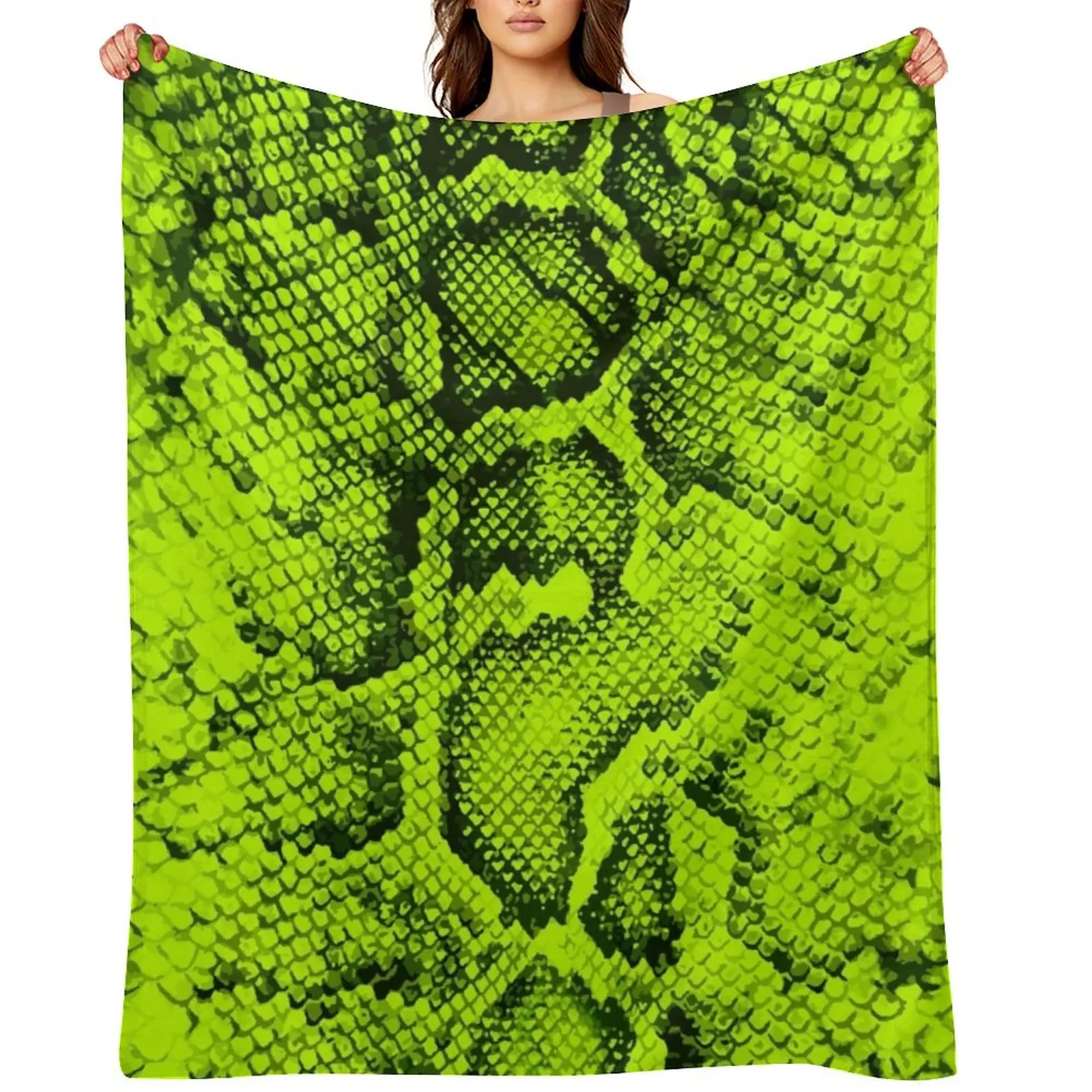 

Lime Snakeskin Throw Blanket Hairys Thins Furrys Soft Plush Plaid Blankets