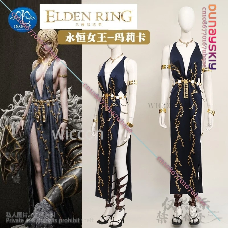 Queen Marika Cosplay Anime Game Eldenn Costume Rings high-quality Dress Lolita Shoes Wigs For Girls Woman Christmas Customized