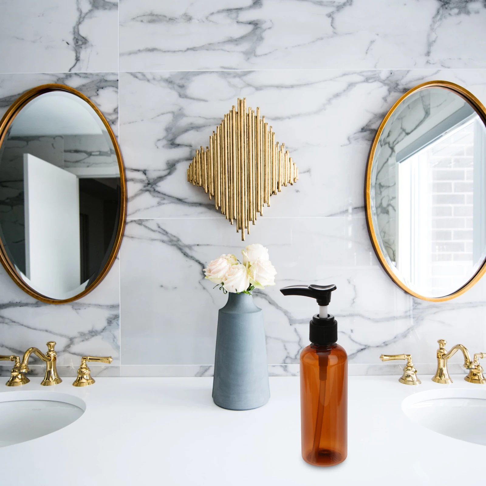 

4pcs Press Dispenser Bottles Durable Plastic Lotion Shampoo Body Wash Container Portable Travel -Friendly Refillable