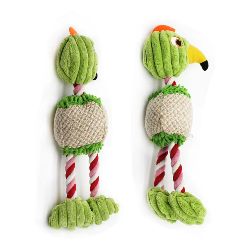 Tri color cotton rope pet toy, bird plush, bite resistant, teeth grinding, and sound producing pet toy, dog toy