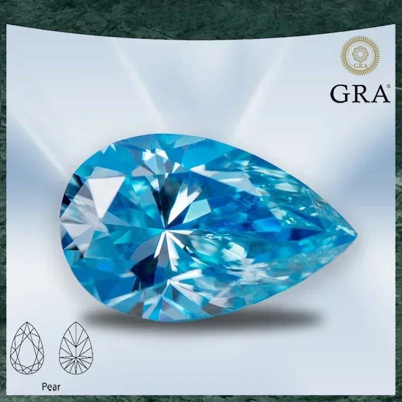 

Moissanite Stone Pear Shaped Aquamarine Colour VVS1 with GRA Certificate for Gemstone Charms Beads Top Jewelry Making Materials