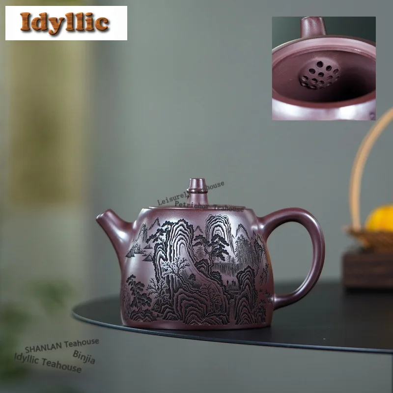 

500 мл Исин Фиолетовые Глиняные Чайники Ручной Работы Han Duo Горшок Сырой Рудный Камень Грязевой Чайник Чайный Набор Чайных Предметов Аксессуары Поставки