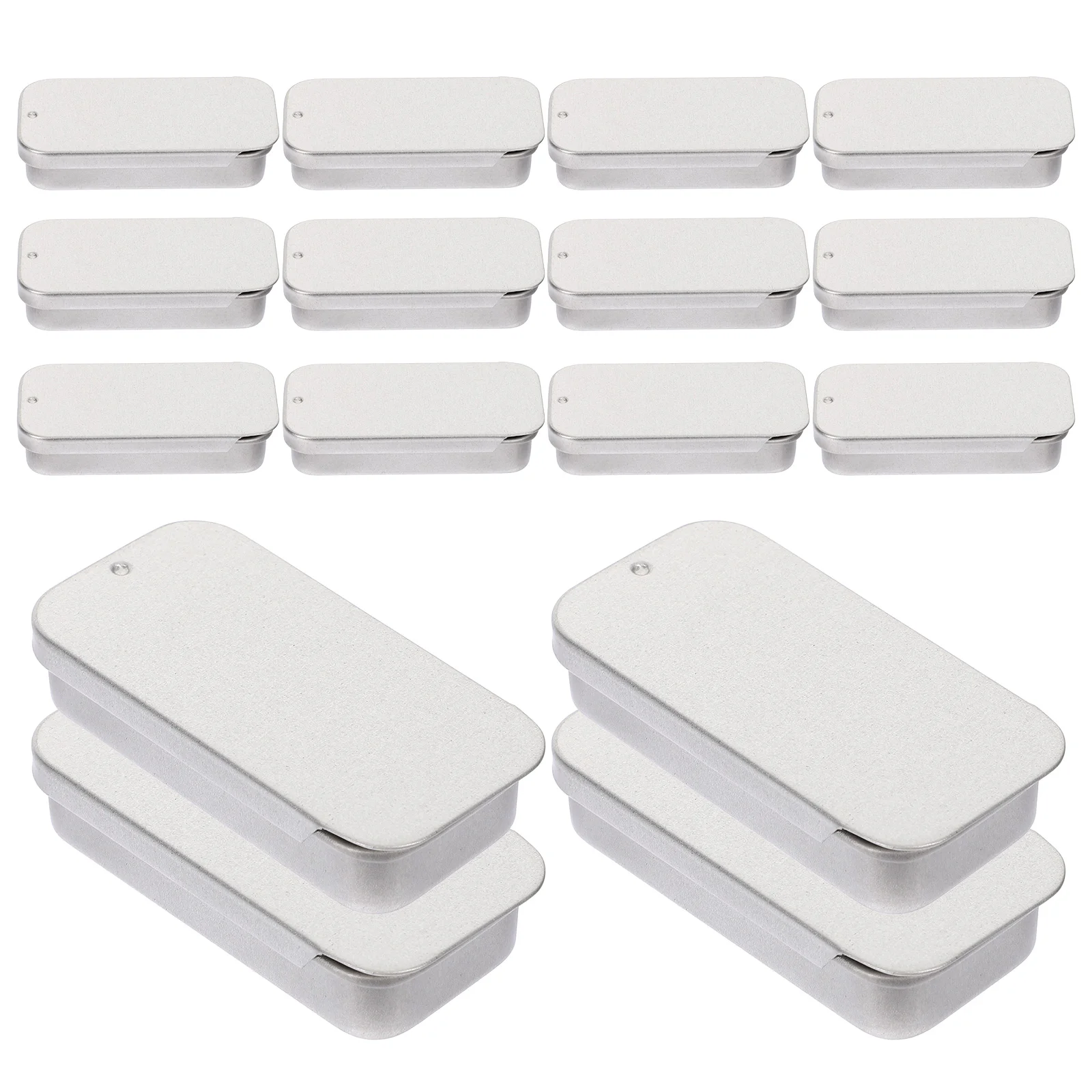 

16 Pcs Portable Small Boxes Push-pull Balm Candy Jar Tins Metal with Lids Tinscase