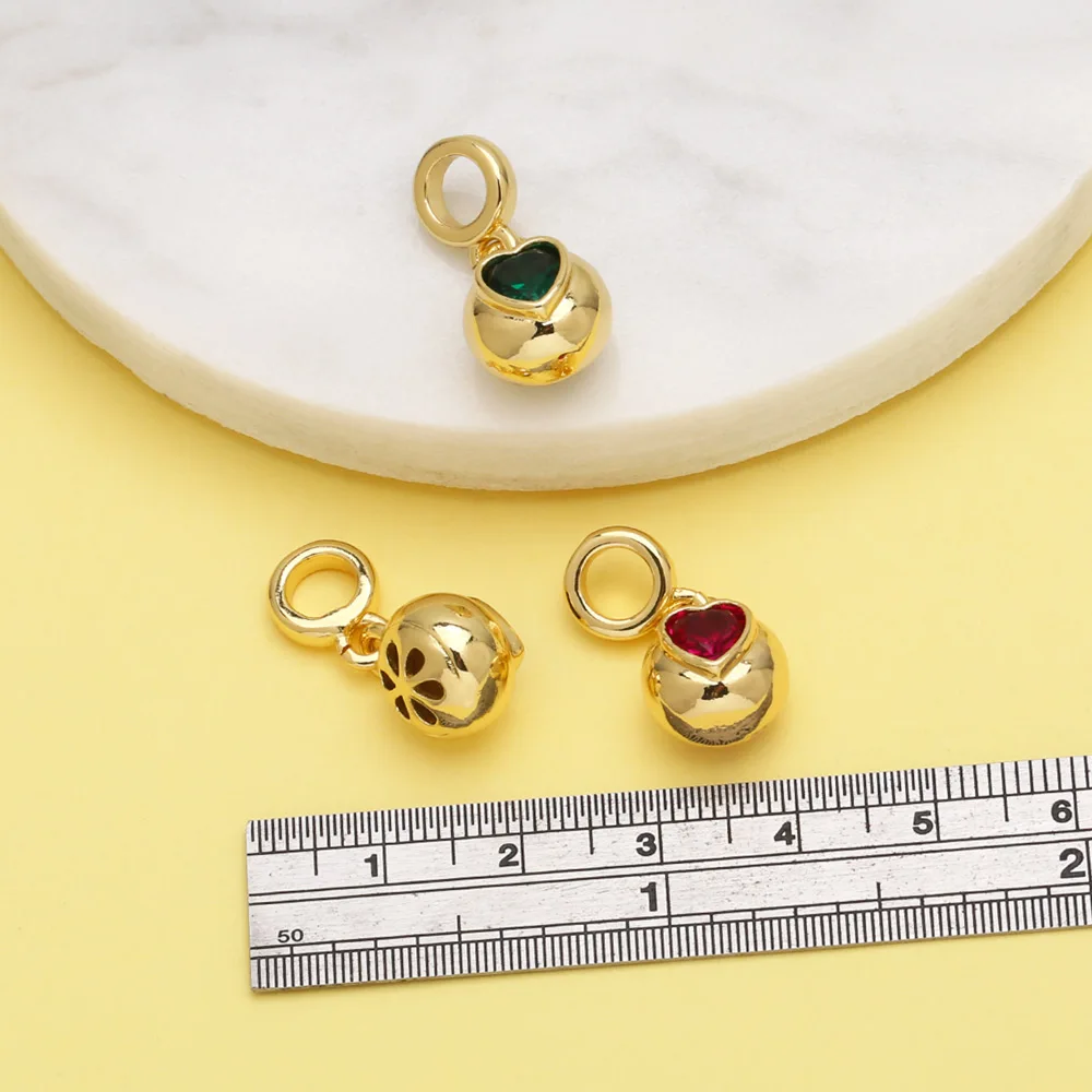 OCESRIO Trendy Multicolor Crystal Heart Pendant for Necklaces Copper Gold Plated Polish Ball Jewelry Making Supplies pdtb518