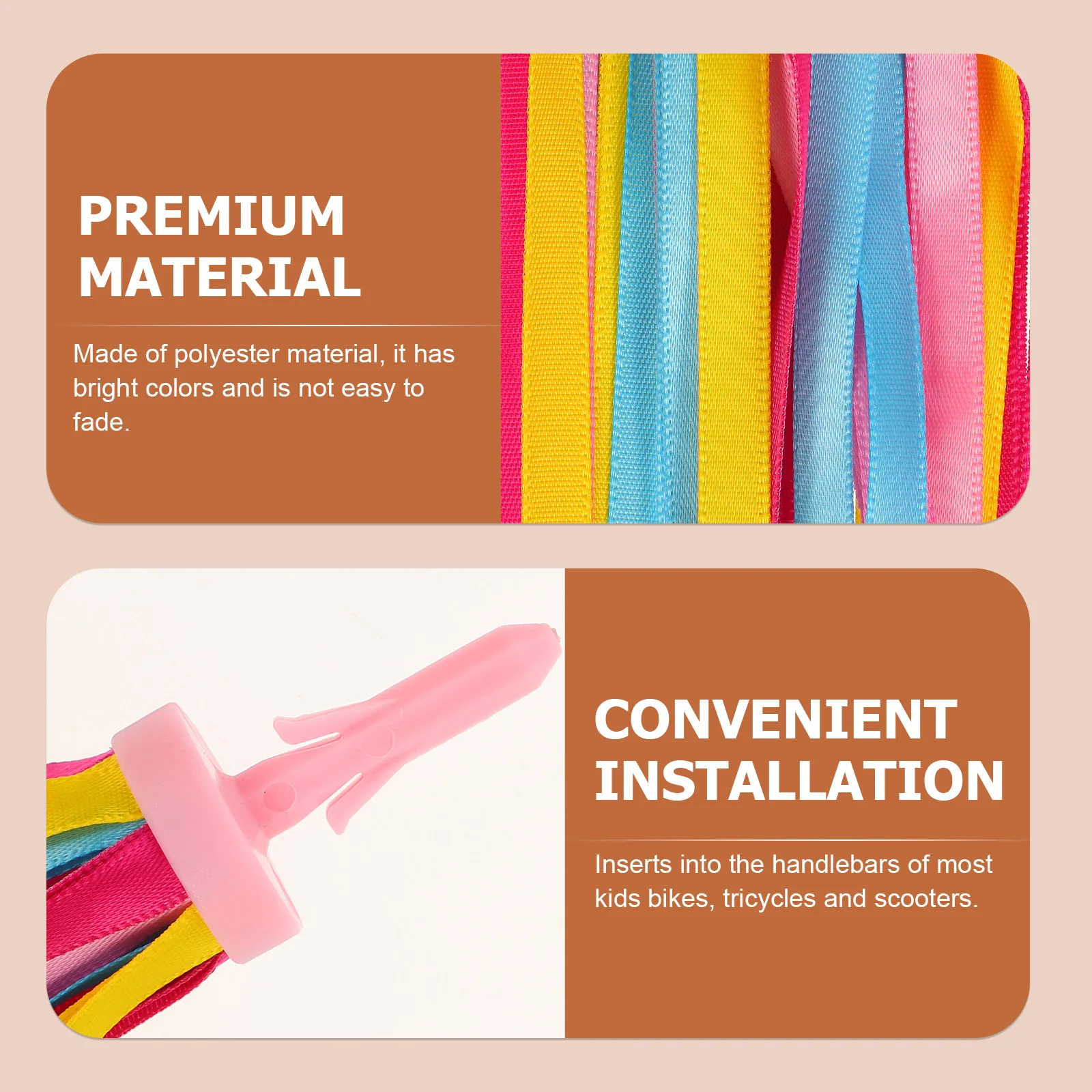 2Pairs Sparkly Bike Streamers Fun Handlebar Tassels for Children's Bikes Scooters Easy Install Colorful Wind Moving Decoration