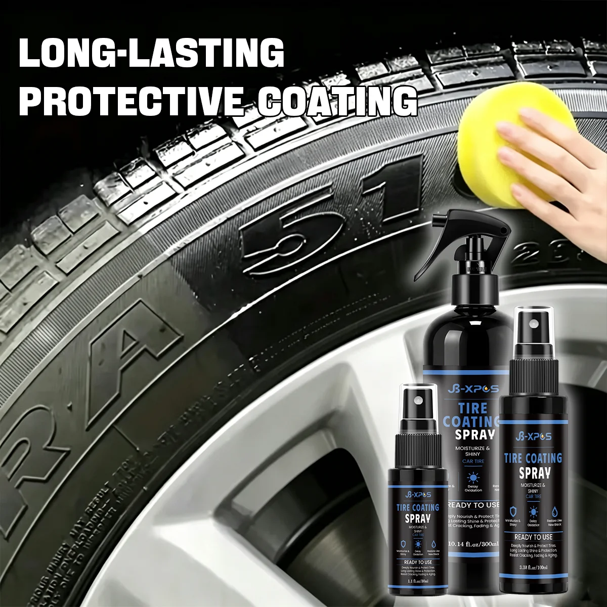 Car Tire Coating Agent, Renew Tire Gloss Anti‑Dry Anti‑Aging For Car Tire Sidewalls YT0511