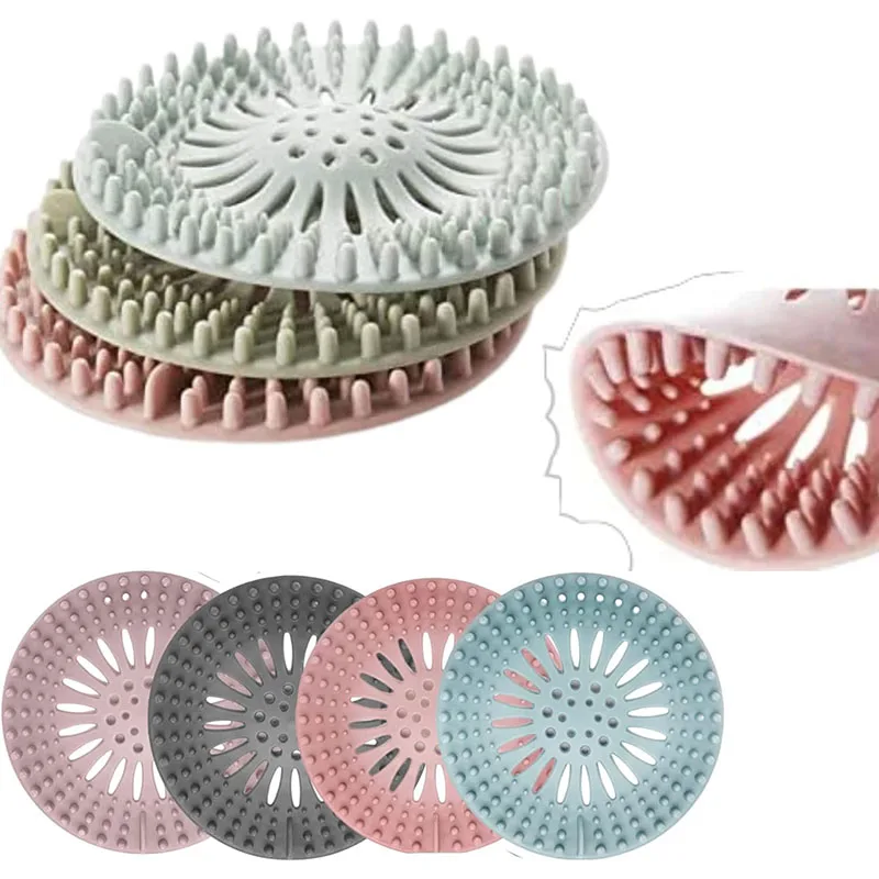 Hair Silicone Drain Strainer Shower Catcher Hair Sewer Filter Floor Drain Strainer Kitchen Deodorant Plug Bathroom Accessories