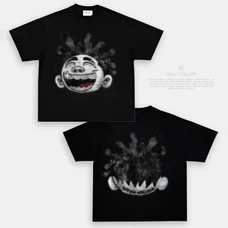 

Hip-hop Cotton Men's T-shirt JACK High Quality Double-sided Printing Casual Round Neck Women's High Street Short-sleeved Top