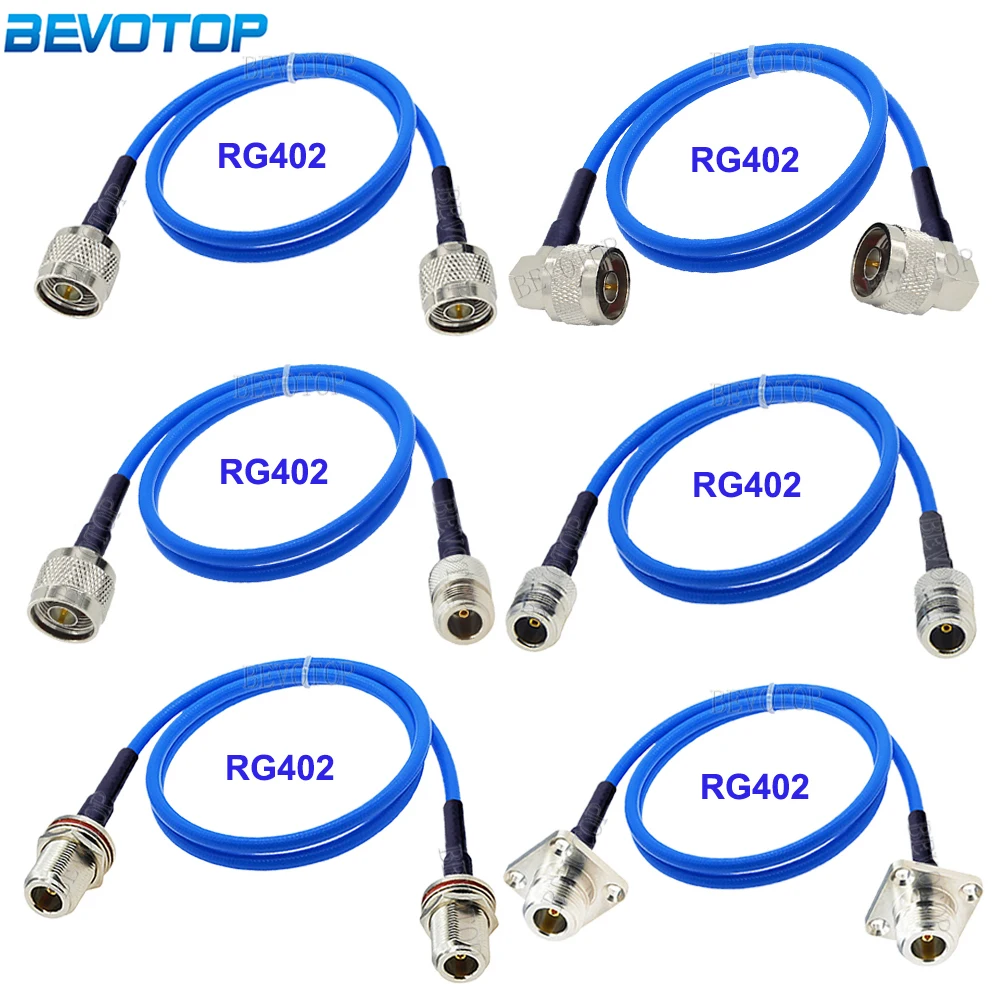 1Pcs RG-402 L16 N Male to N Male/Female Connector 50ohm N Type Crimp Semi Flexible Blue Jacket RG402 RF Coaxial Cable 15CM-20M