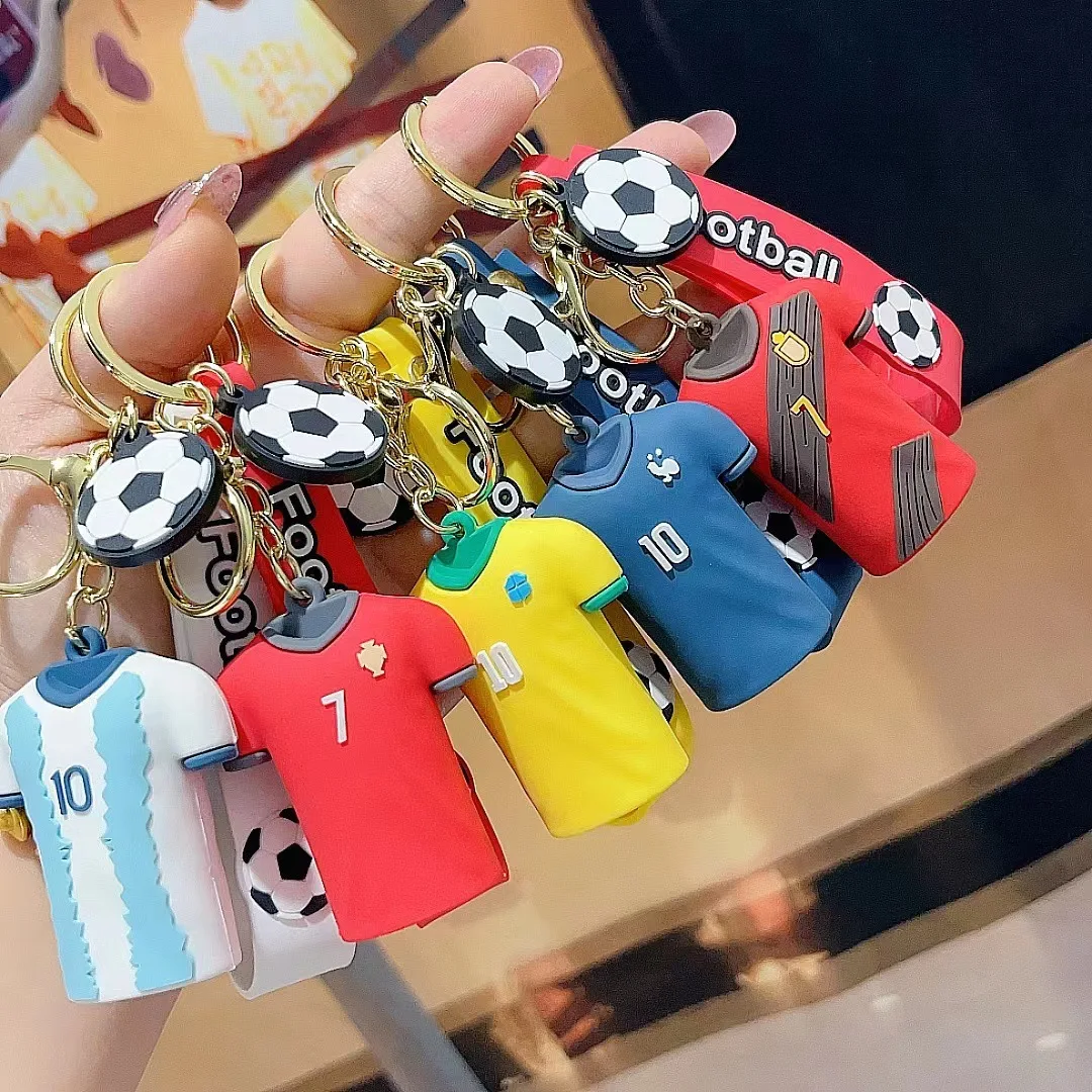 New Football Jersey Shirt Keychain Cute Doll Keyring Creative Fashion Couple Bag Ornament Car Pendant Key Chain Accessories Gift