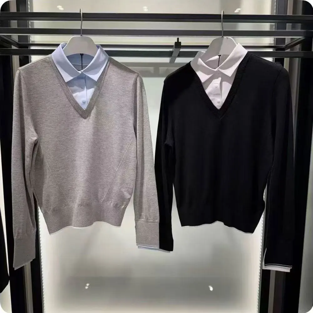 

Новая женская весенняя трикотажная рубашка для гольфа 2026 года с цветовыми блоками, тонкая, мягкая на ощупь, комфортная, эластичная, приятная для кожи