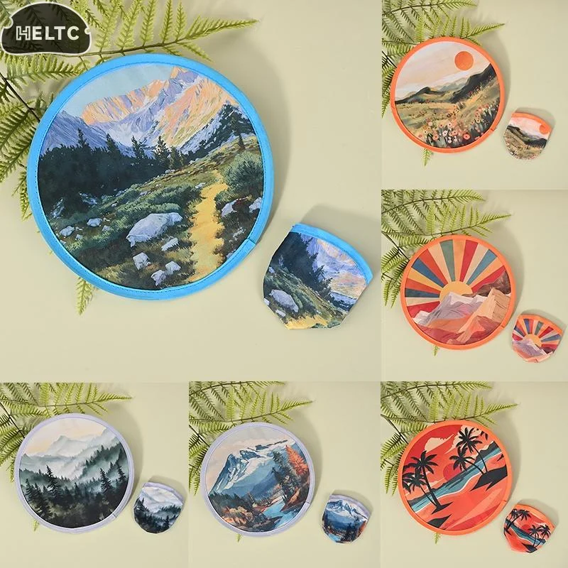 

1PCS Round Foldable Hand Fans Handheld Folding Fan Portable Pocket Cooling Fans For Summer Events Outdoor Travel Supplies Gift