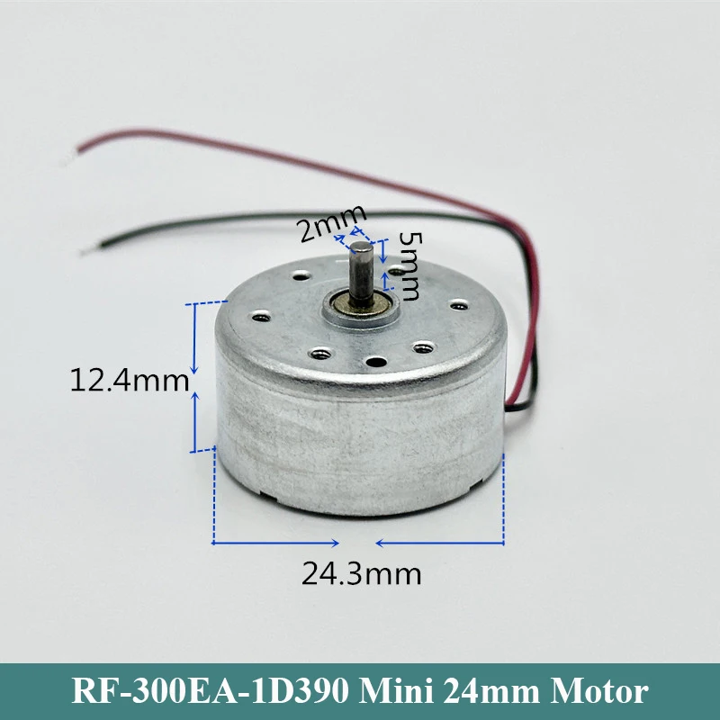 RF-300EA-1D390 DC 1.5V 3V 5V 6V 7250RPM Mini Mute 24mm Round Spindle Motor Precious Metal Brush Engine DIY Solar Power Toy Model