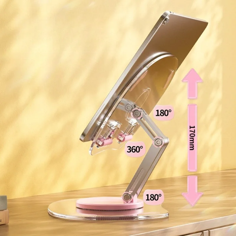 Metal Three Axis Tablet Stand Desktop Support Bracket Foldable Storage 360 Rotation Mobile Phone Holder