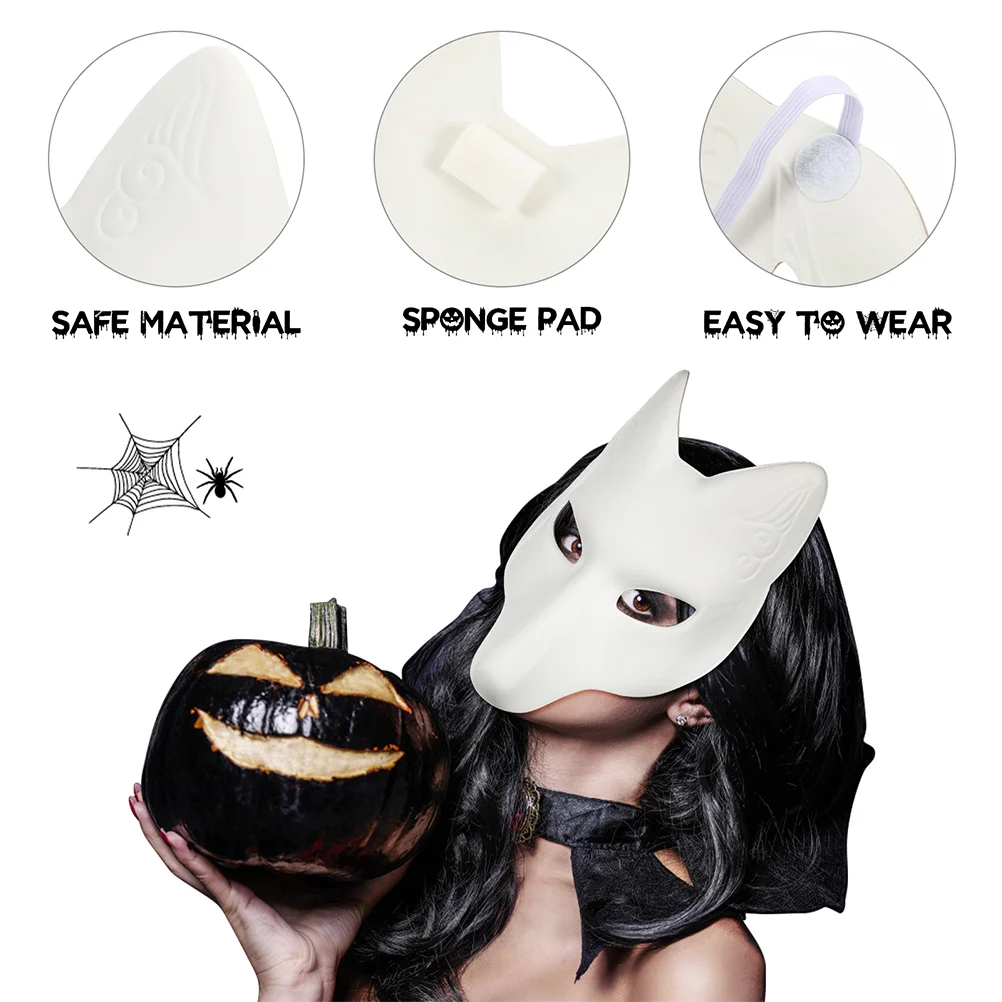 2 pçs máscara raposa halloween em branco festa favor raposas adorável rosto animal branco mulher adulta