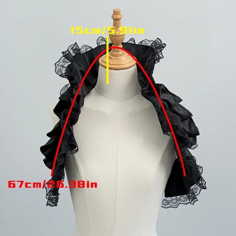 67cm Unisex Vintage Ruffled Shrug Shawl Gothic Fake Collar Shoulder Wrap Cape Costume Halloween Accessories