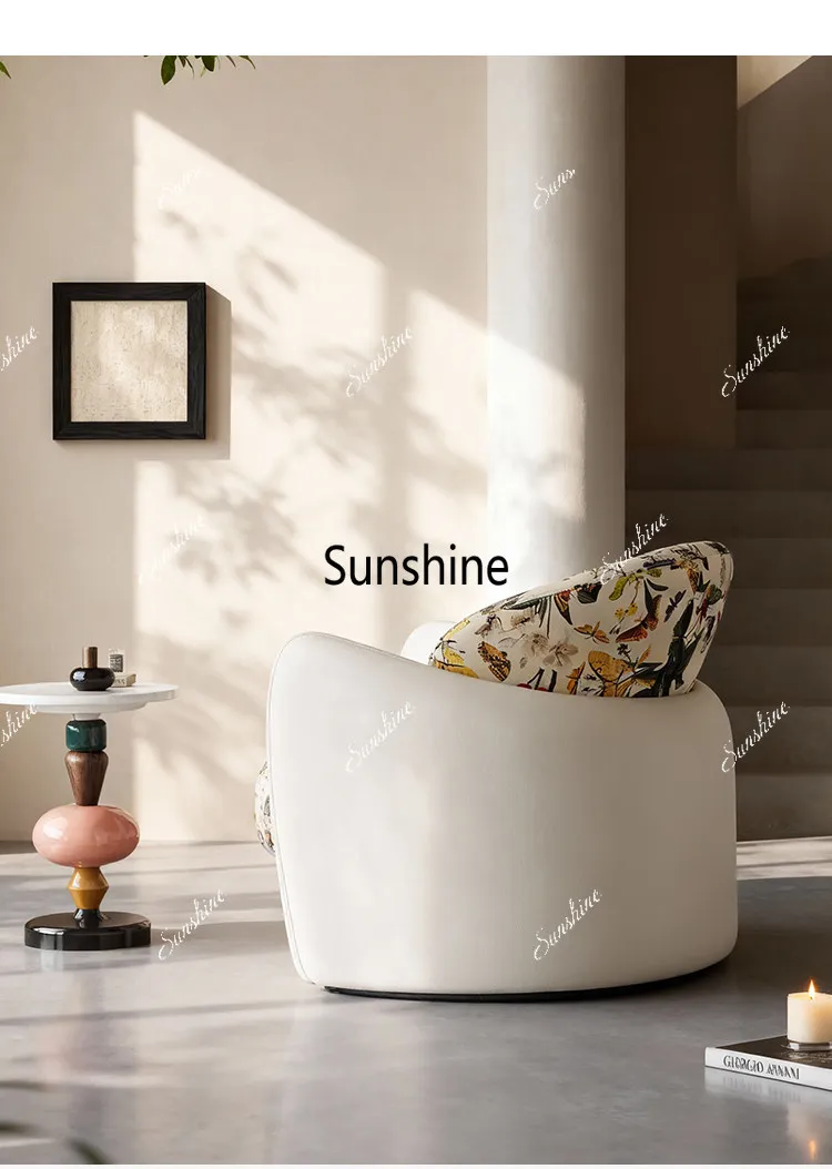 Italian minimalist sofa chair balcony living room bedroom pastoral fabric recliner