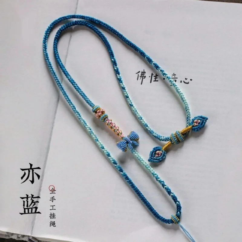 

High-End Handmade Braided Rope Jadeite Jade Pendant Rope Beeswax Necklace Rope Gold Pendant Rope Thousand-Li Landscape Lanyard