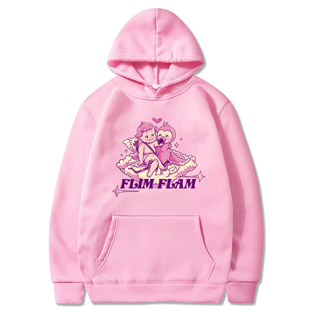 Flamingo Flim Flam Cupid bluza z kapturem z długim rękawem kobiety mężczyźni bluza w stylu Casual Harajuku Streetwear śmieszne ubrania