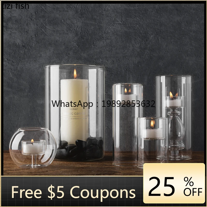 

Creative Heat-resistant Countertop Glass Candle Holder Wedding Table Decoration Candle Cup Simple Dinner Decorationa Ccessories