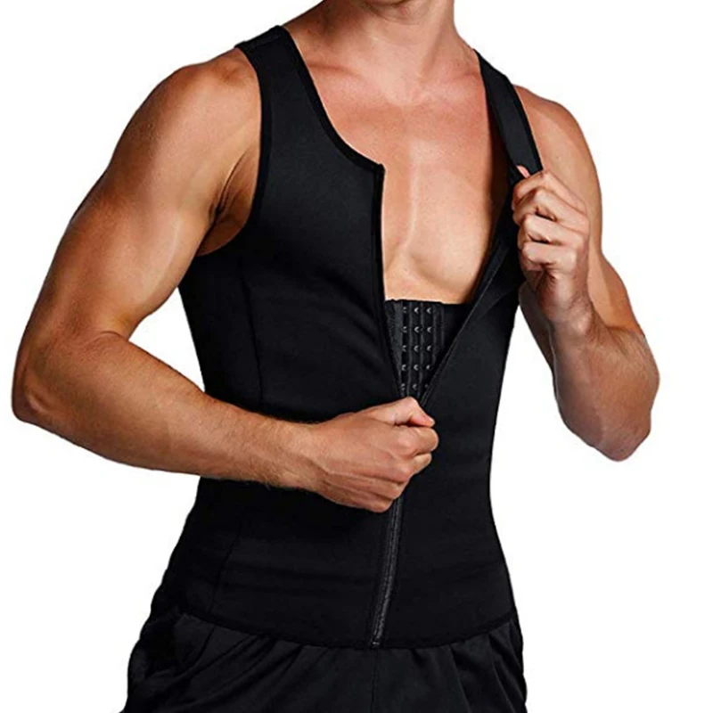 Men's Slimming Sauna Suits Compression Vest With Zipper Back Support Undershirts Trimmer Tummy Compression Tank Tops Sauna Suits - view 3