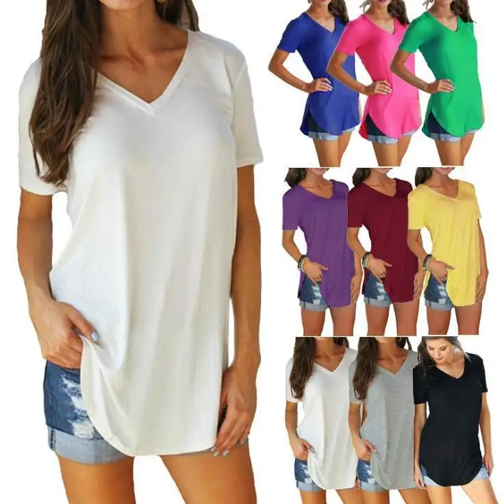 plus Size Women's Casual Cotton Collar T-irt ort Sve  Color Loose Fit Ladies Faion Summer Top