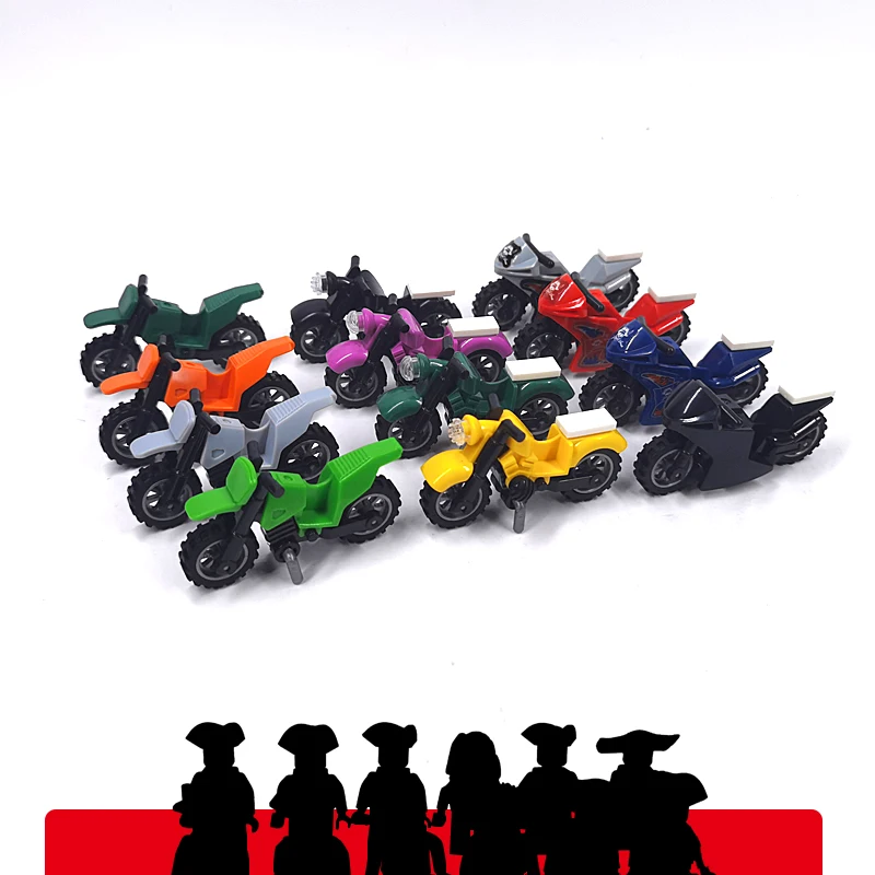 Single Harley Moto Blocks Vehicles Motorcycle Accessories MOC Parts Military SWAT City Building Blocks Model Toys for Children