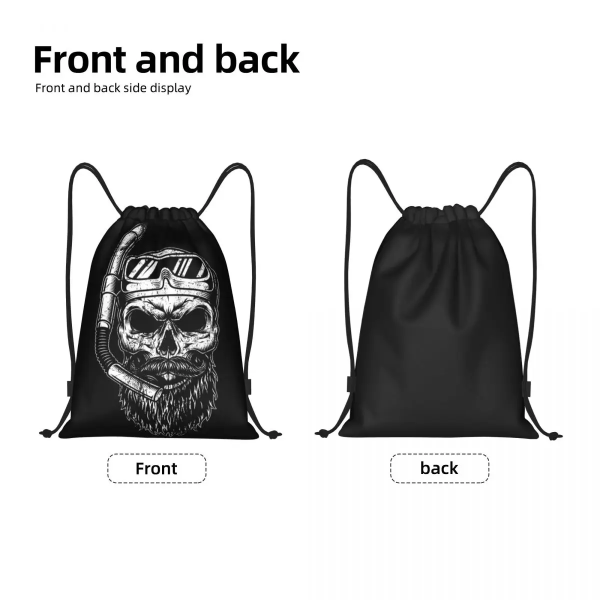 Custom Scuba Diving Skull Drawstring Bags Women Men Lightweight Dive Sports Gym Storage Backpack