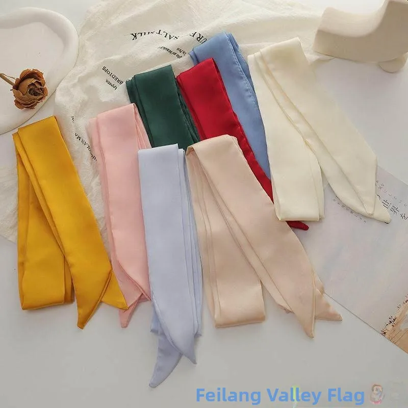 

Korean Style Long Narrow Decorative Silk Ribbon Women's Summer Extended Candy Color Sunscreen Scarf with Hairband Scarf