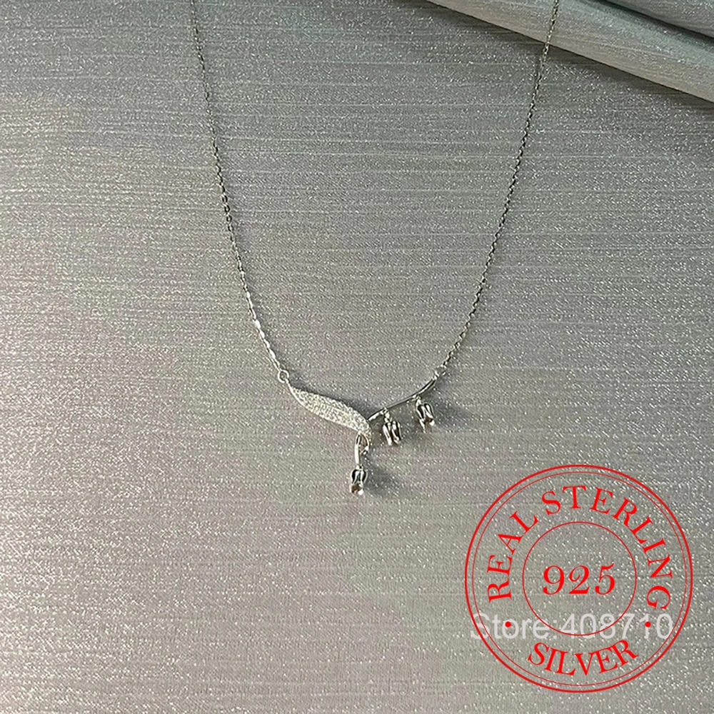 925 Sterling Silver Jewelry Luxury Crystal Lily of the Valley Pendant Necklace for Women Homme Luxury Wedding Party Gift