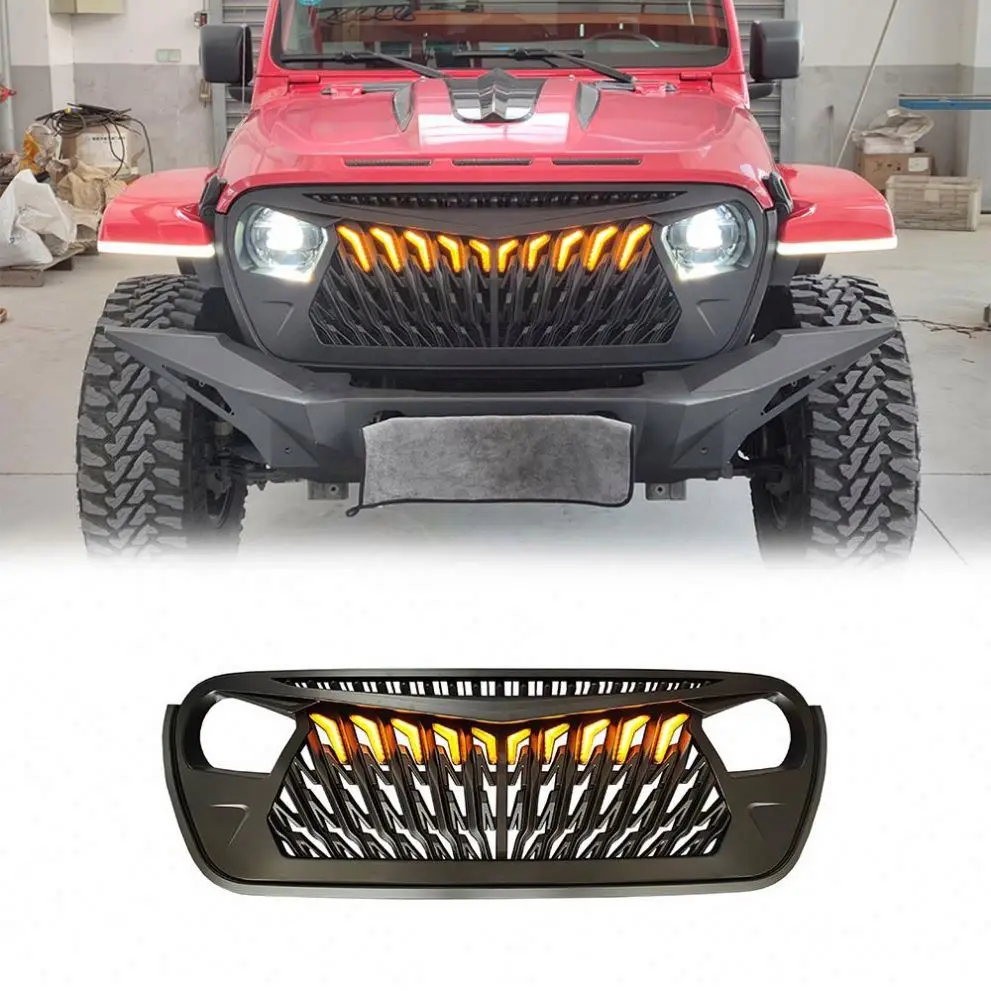 Gobison 2018 2019 2020 2021 2022 4x4 offroad amortecedor dianteiro grill grade do carro halk asas para jeep wrangler jl grillcustom