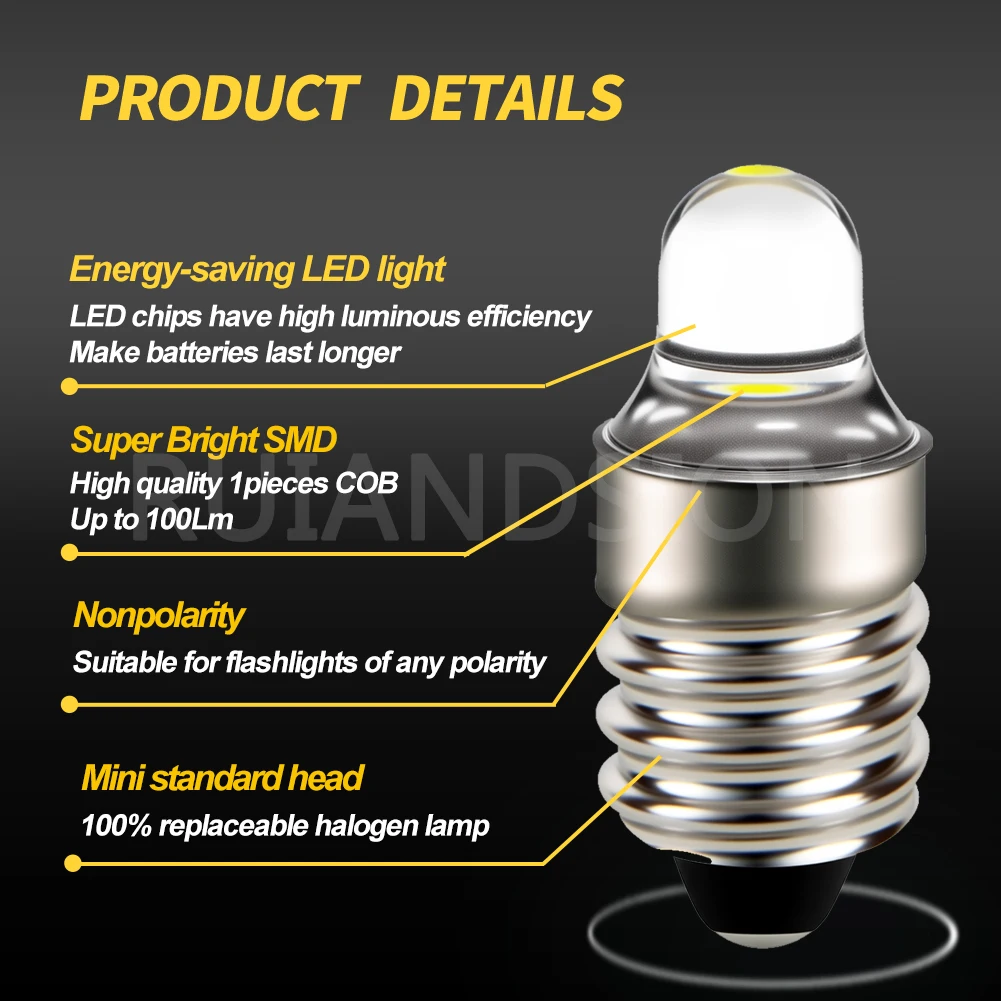 4Pcs High quality DC3V E10 Screw Thread LED Machine Light Equipment Signal Lamp Old Flashlight LanternTorch Bulb 12V 6000K 3000K