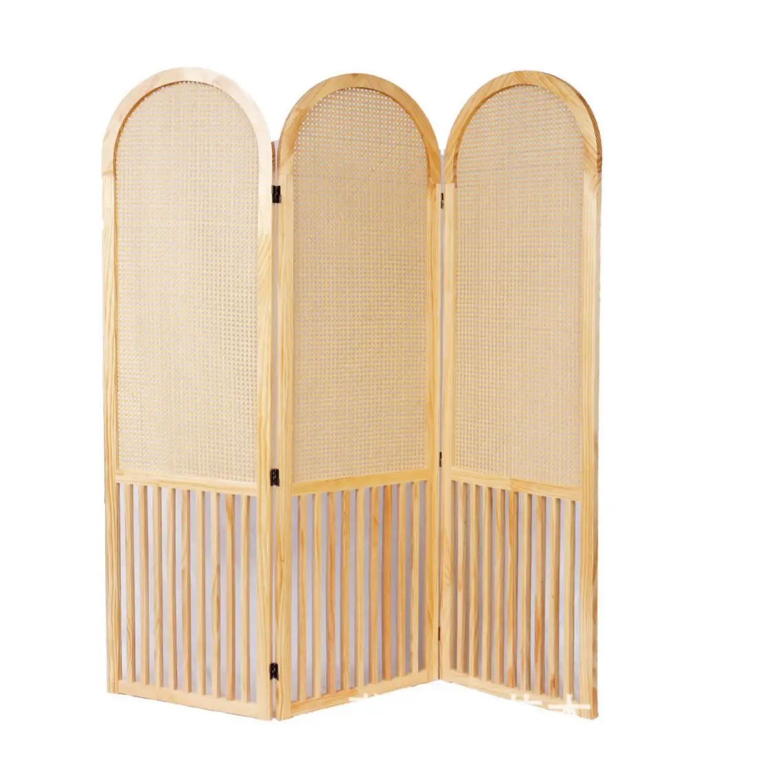 French rattan screen solid wood foldable mobile entrance blocking living room decoration home simple
