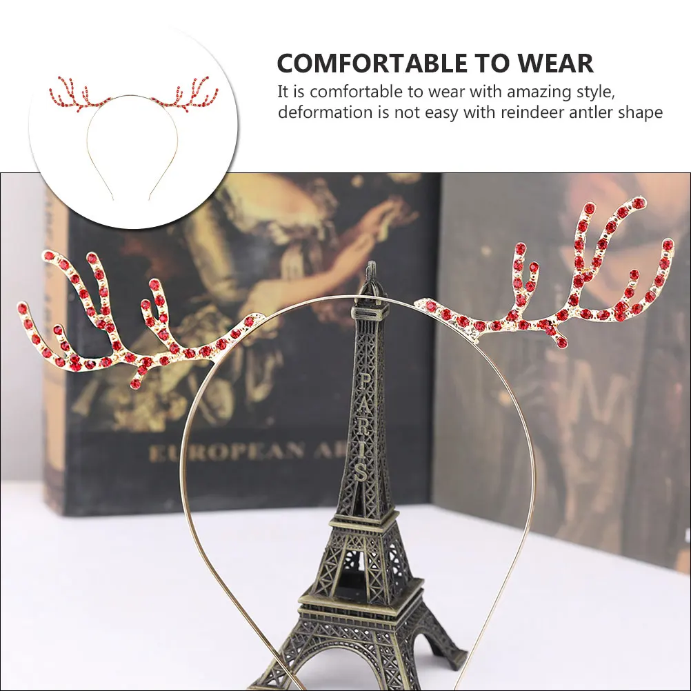 

Antler Headband Christmas Xmas Rhinestone Reindeer Hair Headpiece Rhinestones Headdress