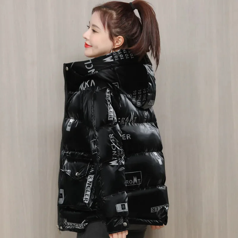 Down Cotton Jacket For Women\'s Winter Wear New Korean Style Age Reducing Printed Cotton Jacket For Women\'s Short And Thick Coat