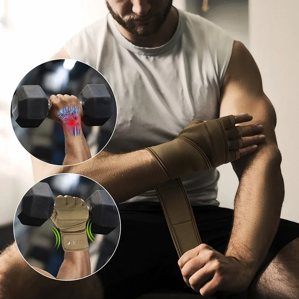 Nuevos guantes de gimnasio de medio dedo, guantes de entrenamiento con mancuernas para levantamiento de pesas, guantes de Fitness antideslizantes