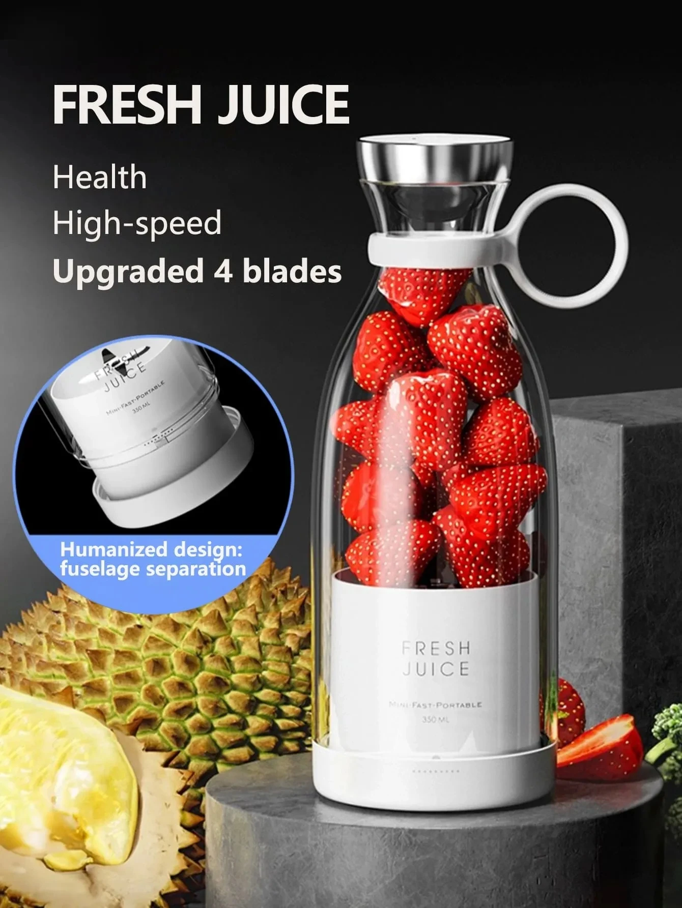 Wireless Charging 4 Blades Electric Juicer Mini Portable Blender Fruit Mixers Extractors Multifunction Juice Maker Machine