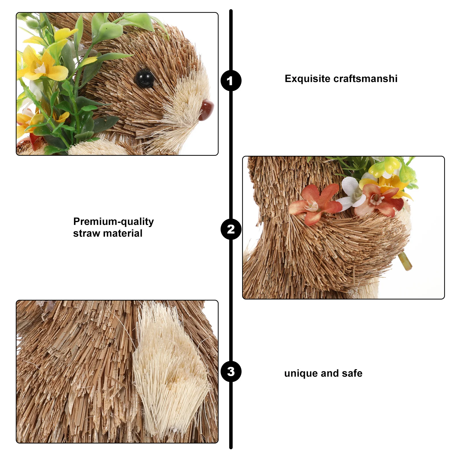 1 قطعة أرنب القش المنسوجة ديكور اليدوية أرنب عيد الفصح زخرفة الحيوان النحت للحزب مهرجان ديكور المنزل هدية مصغرة #5