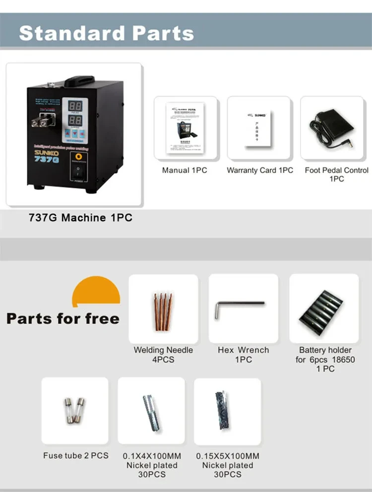 RR SUNKKO 737G Spot Welding Machine 110v/220v Pulse Lithium Battery Touch spot Welder Machine Can Welding 0.15mm Nickel Sheet