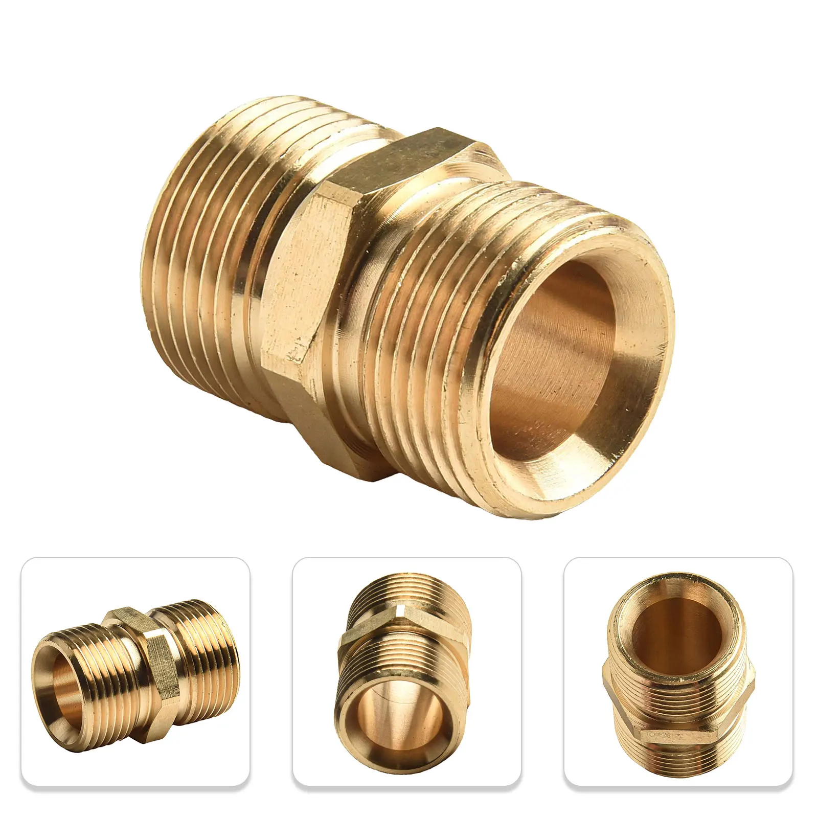 2 Pcs Brass Pressure Washer Hose Extension Adapter M22 Metric Male To Male Tool Household Garden Watering Equipment Accessories