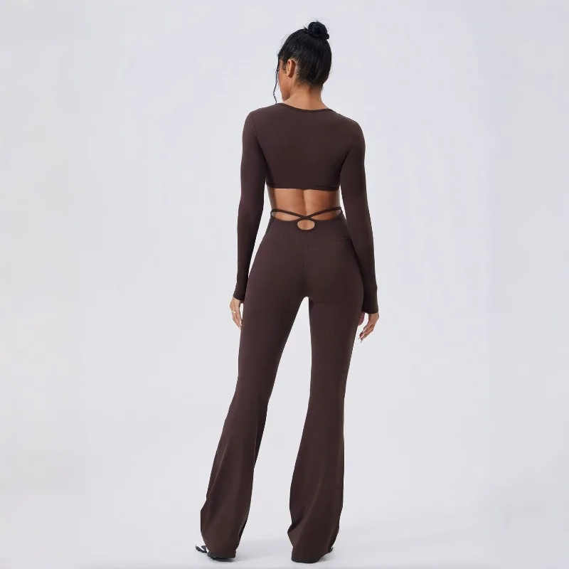 

Women's Contrasting Color Yoga Set Hollowed Out Slim Fit High Waist Yoga Fitness Suit Outdoor Sports and Leisure Set