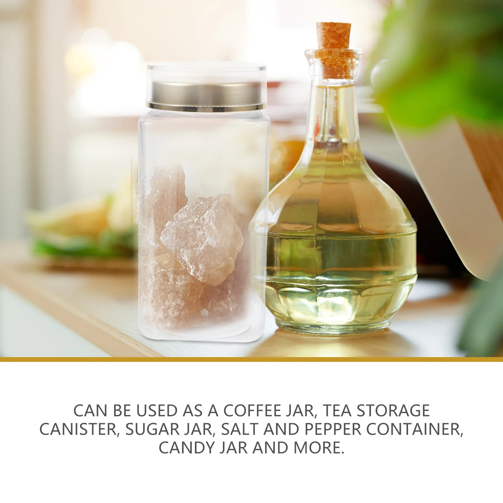 

Airtight Food Storage Containers 580Ml Plastic Kitchen Canisters For Coffee Beans Tea Dried Fruit Sugar Salt Pepper Candy