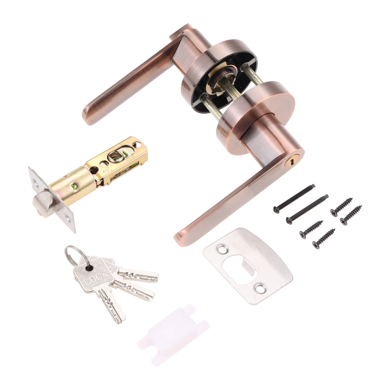 Silver/black/bronze Reversible  Door Handle Knob with Lock and Key Security Door Lock Set Entry Door Lever for Bedroom Bathroom