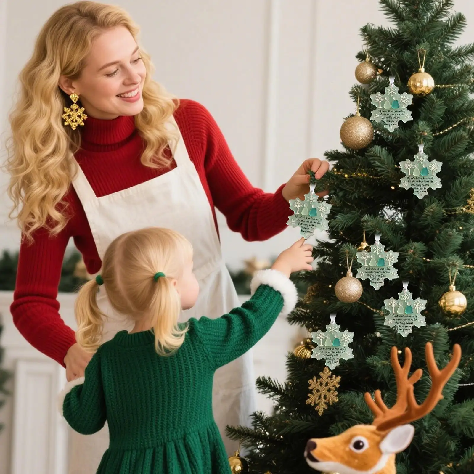 Decorações de árvore de natal, amizade festiva, pingente acrílico plano 2d, guirlanda de floco de neve, ornamento para casa, férias, interior